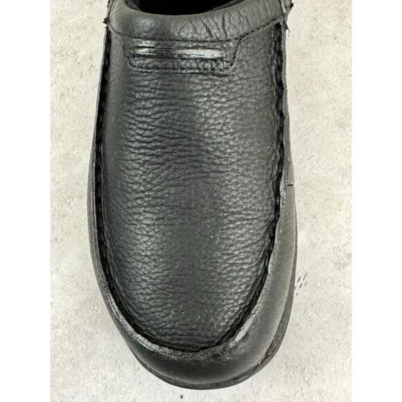 LL Bean Moc ll Mens Size 8.5 Wide Slip On Mule Clogs Shoes Black Leather 268224