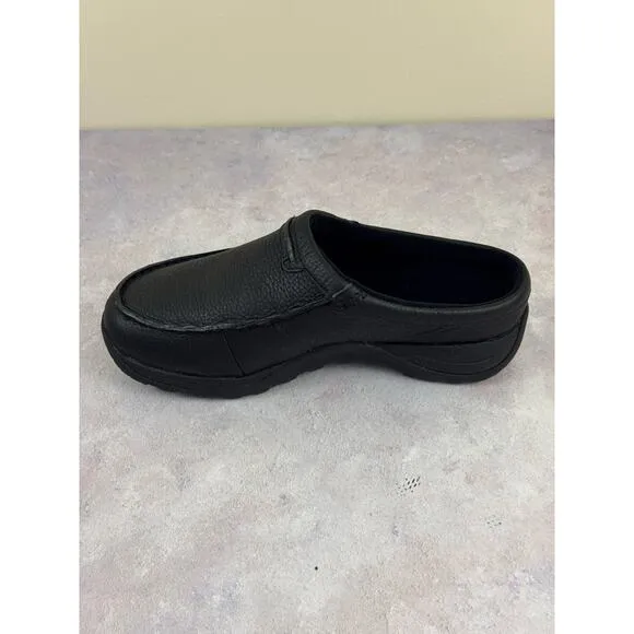 LL Bean Moc ll Mens Size 8.5 Wide Slip On Mule Clogs Shoes Black Leather 268224
