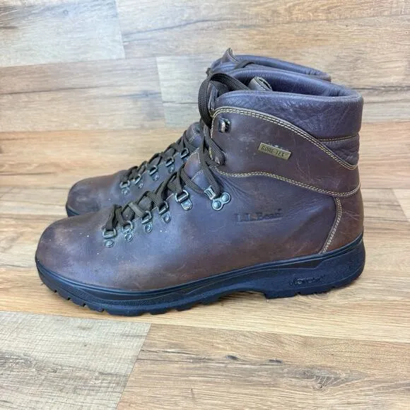 LL Bean Size 13 Cresta Brown Leather Gore-Tex Vibram Sole Hiking Boots Mens