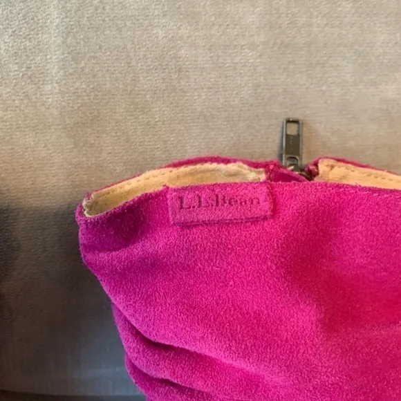 L.L. Bean Suede Leather Slouch Ankle Boots Bootie Pink Fuchsia Purple Size 6