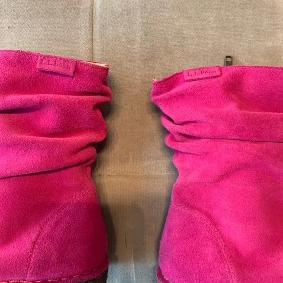 L.L. Bean Suede Leather Slouch Ankle Boots Bootie Pink Fuchsia Purple Size 6
