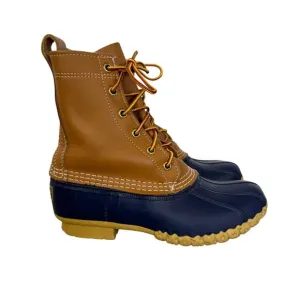 L.L. Bean Womens Navy and Tan Bean Boots Waterproof Duck Boots Size 6