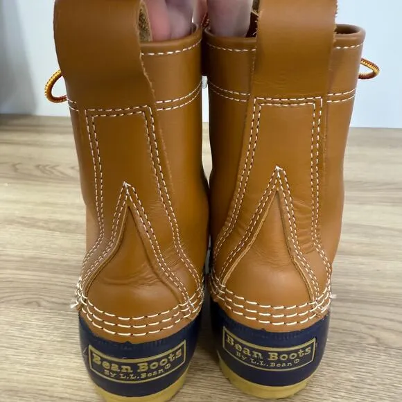 L.L. Bean Womens Navy and Tan Bean Boots Waterproof Duck Boots Size 6