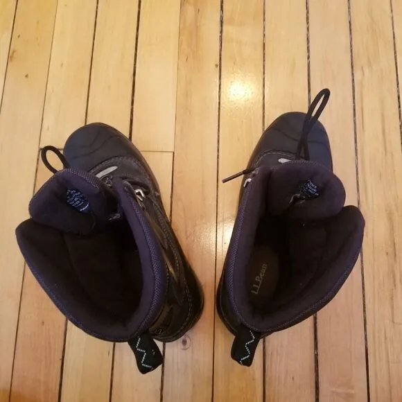 L.L.Bean Tek 2.5 Black Leather Waterproof Hiking PrimaLoft Mid Calf Boots 7
