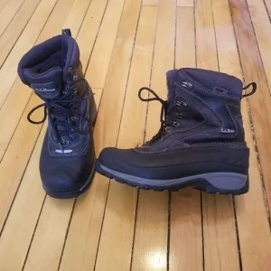 L.L.Bean Tek 2.5 Black Leather Waterproof Hiking PrimaLoft Mid Calf Boots 7