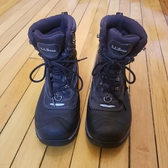 L.L.Bean Tek 2.5 Black Leather Waterproof Hiking PrimaLoft Mid Calf Boots 7