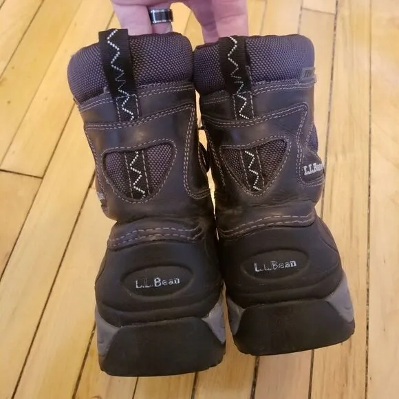 L.L.Bean Tek 2.5 Black Leather Waterproof Hiking PrimaLoft Mid Calf Boots 7