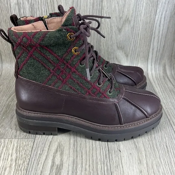 Louise et Cie &quot;Sarni&quot; Leather Wool Platform Ankle Duck Boots Grunge Burg…