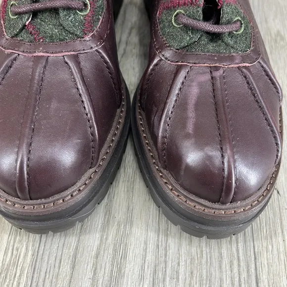 Louise et Cie &quot;Sarni&quot; Leather Wool Platform Ankle Duck Boots Grunge Burg…