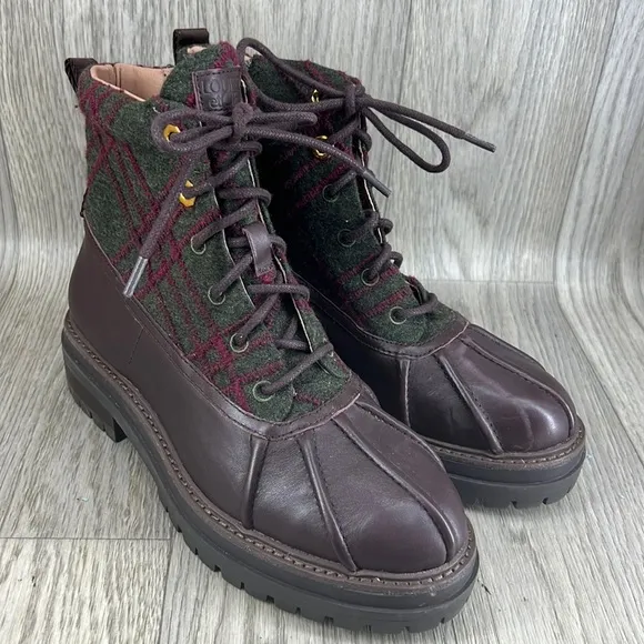 Louise et Cie &quot;Sarni&quot; Leather Wool Platform Ankle Duck Boots Grunge Burg…