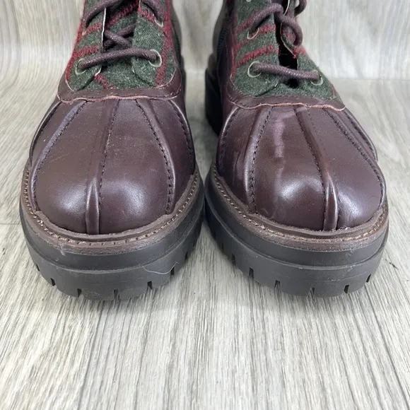 Louise et Cie &quot;Sarni&quot; Leather Wool Platform Ankle Duck Boots Grunge Burg…