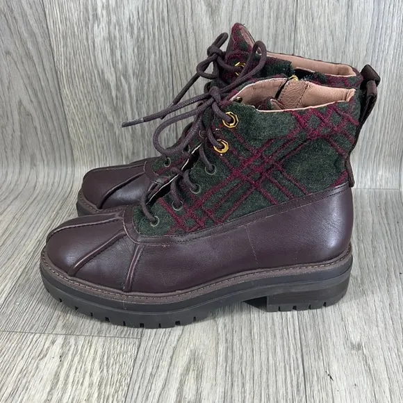 Louise et Cie &quot;Sarni&quot; Leather Wool Platform Ankle Duck Boots Grunge Burg…
