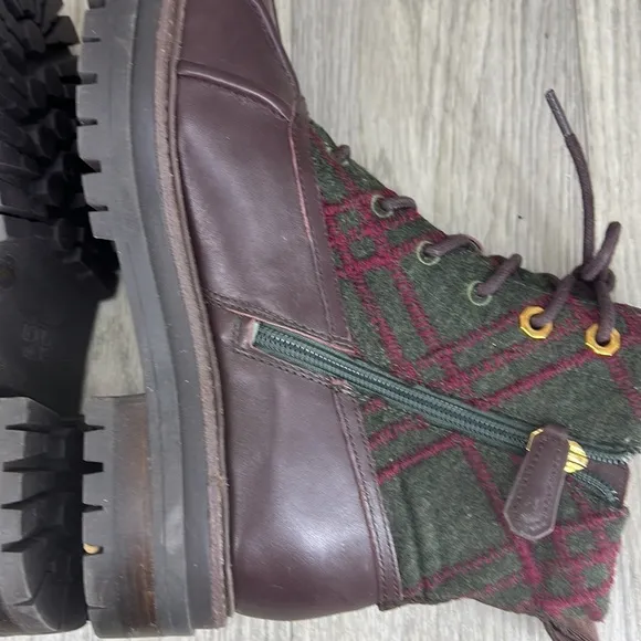 Louise et Cie &quot;Sarni&quot; Leather Wool Platform Ankle Duck Boots Grunge Burg…