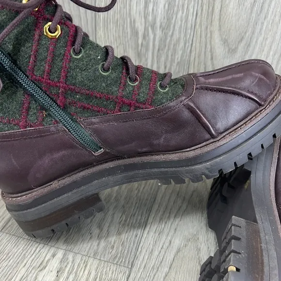 Louise et Cie &quot;Sarni&quot; Leather Wool Platform Ankle Duck Boots Grunge Burg…