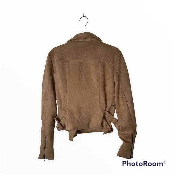 LOVERS   FRIENDS REVOLVE Tan Pierce Faux Suede Moto Jacket Size XS Neutral