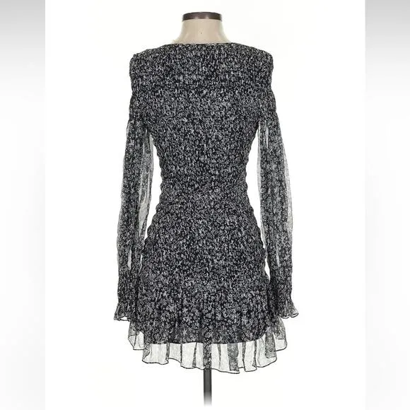 LoveShackFancy Scarlett Mini Dress - Size XS - Black/Grey - 100% Silk