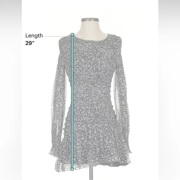 LoveShackFancy Scarlett Mini Dress - Size XS - Black/Grey - 100% Silk