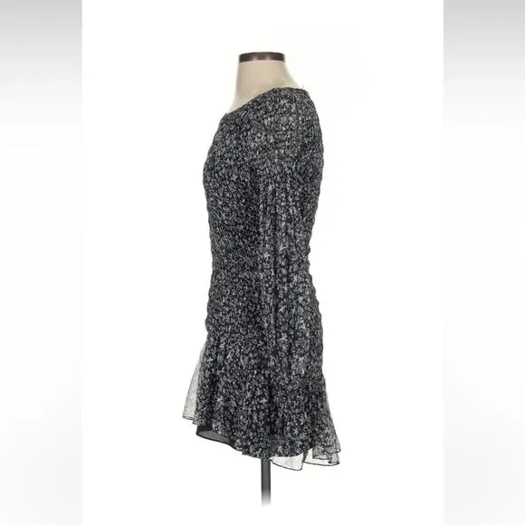 LoveShackFancy Scarlett Mini Dress - Size XS - Black/Grey - 100% Silk