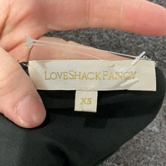 LoveShackFancy Scarlett Mini Dress - Size XS - Black/Grey - 100% Silk