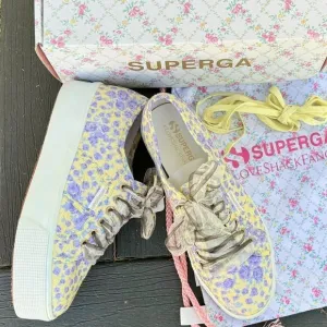 LoveShackFancy Superga FanCot Bindings Purple Floral Platform Sneakers 10.5