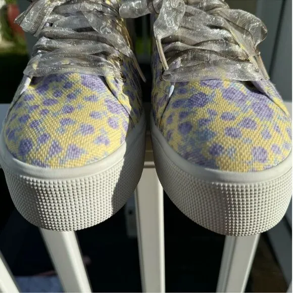 LoveShackFancy Superga FanCot Bindings Purple Floral Platform Sneakers 10.5