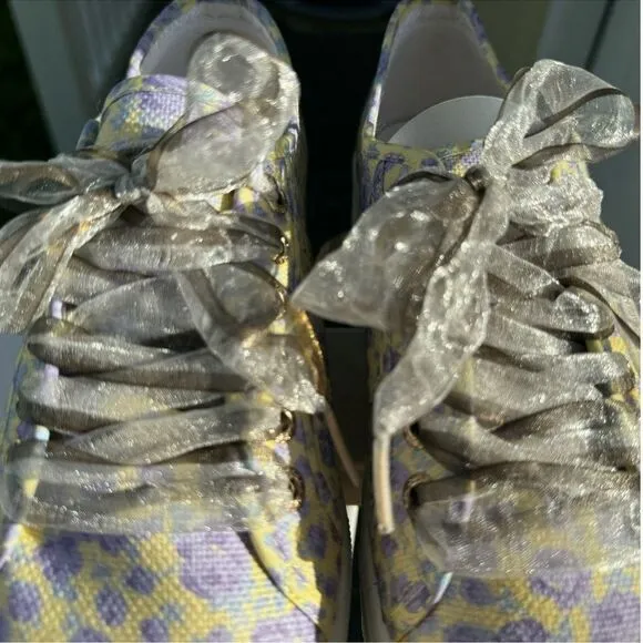 LoveShackFancy Superga FanCot Bindings Purple Floral Platform Sneakers 10.5