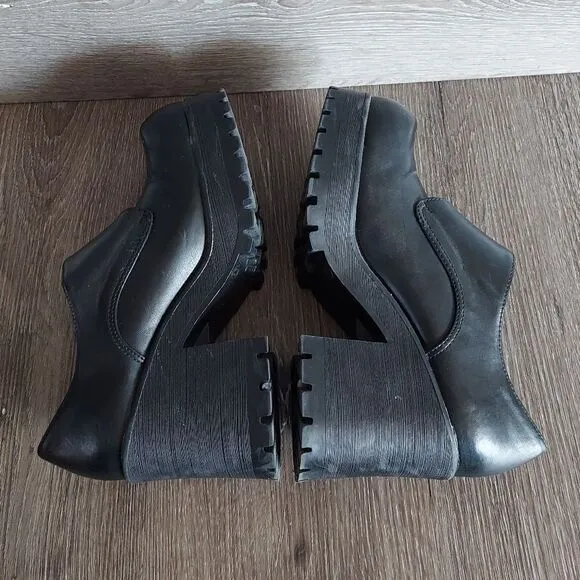 Lower East Side Vintage 90s Y2K Black Chunky Heel Platform Punk Goth Shoes Sz 8