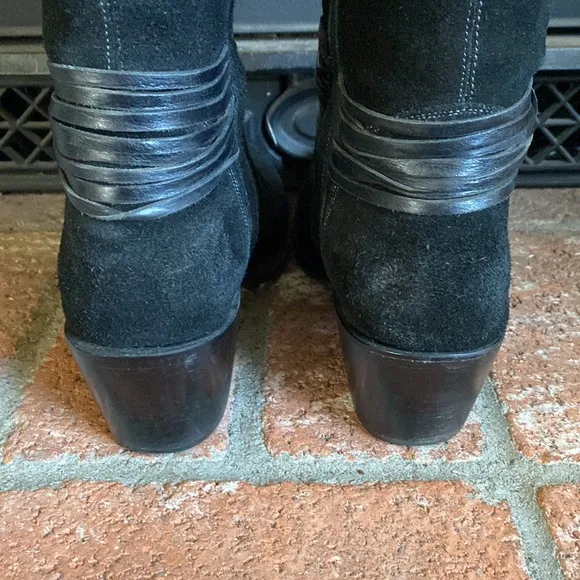 Lucchese Ellie Black round Toe Suede Boots Over Knee Heeled Boot Size 10
