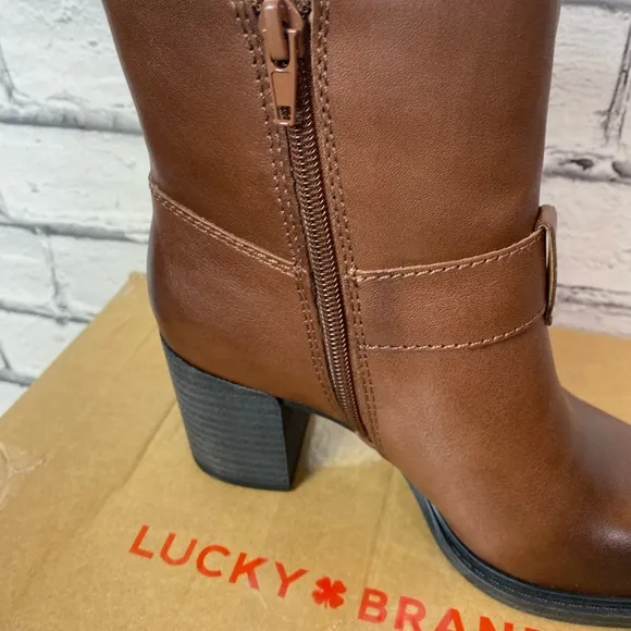 Lucky Brand Brown Almond Toe Ankle Boots Booties LK-Achelle Boots Size 5.5 NEW
