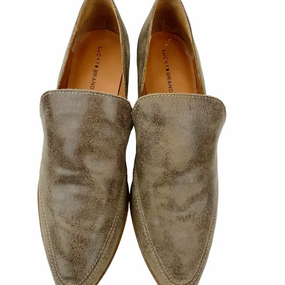 Lucky Brand LK Mahzan Shoes Leather Side Slit Pointed Toe Loafer Women’s Size 10
