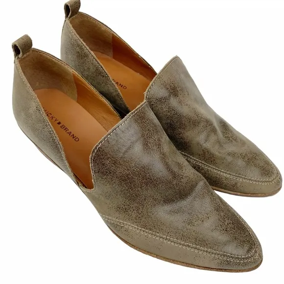 Lucky Brand LK Mahzan Shoes Leather Side Slit Pointed Toe Loafer Women’s Size 10