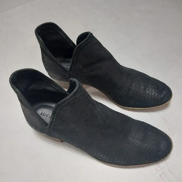 Lucky Brand Women's Black Leather Baley Ankle Boots Size 10M