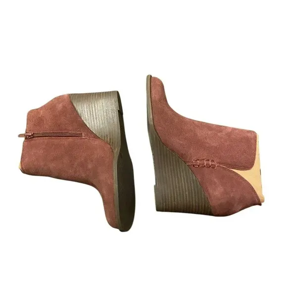 Lucky Brand Women's Yimme Wedge Bootie Ankle Boot Women's Size 8.5 Burgundy NEW!