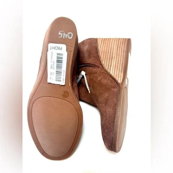 Lucky Brand Zorla Leather Wedged Zip Ankle Booties size 8/39 NWT