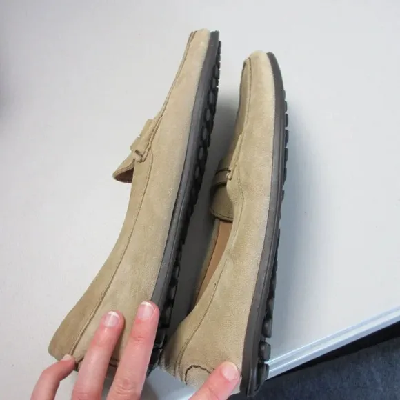 M Gemi Men Penny Loafers Shoes 44.5 US 11.5 Beige Suede Leather Classic 652