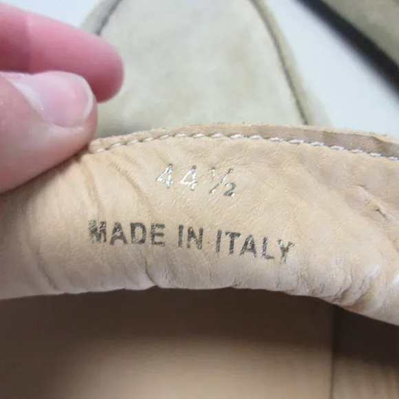 M Gemi Men Penny Loafers Shoes 44.5 US 11.5 Beige Suede Leather Classic 652