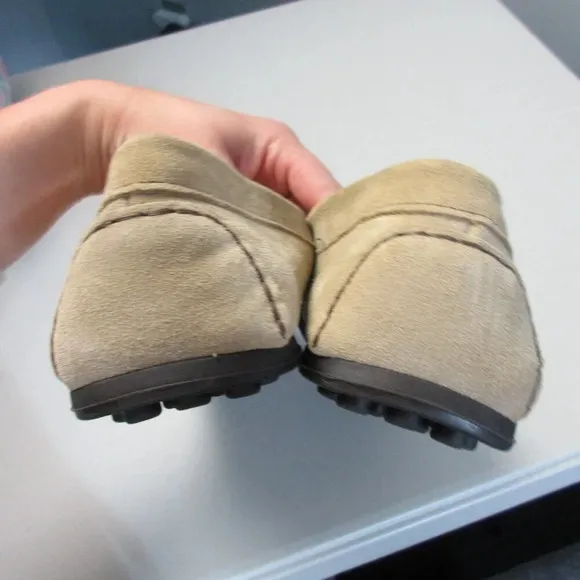 M Gemi Men Penny Loafers Shoes 44.5 US 11.5 Beige Suede Leather Classic 652