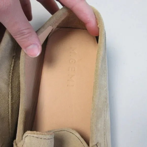 M Gemi Men Penny Loafers Shoes 44.5 US 11.5 Beige Suede Leather Classic 652
