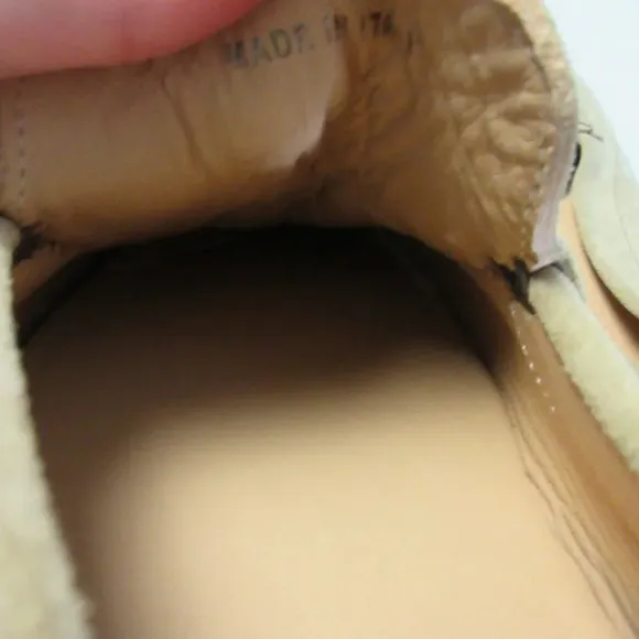 M Gemi Men Penny Loafers Shoes 44.5 US 11.5 Beige Suede Leather Classic 652