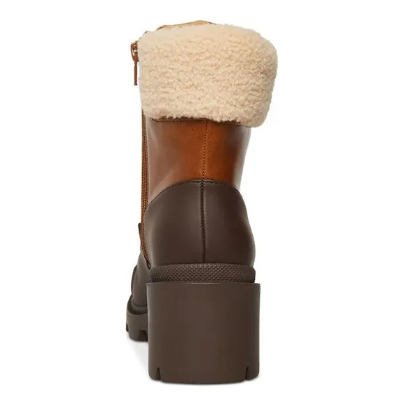 MADDEN GIRL Womens Brown Lug Sole Bubbles Round Toe Block Heel Duck Boots 5.5 M