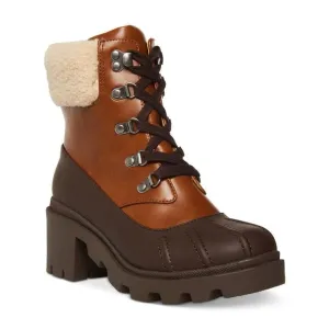 MADDEN GIRL Womens Brown Lug Sole Bubbles Round Toe Block Heel Duck Boots 5.5 M