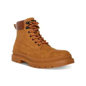 MADDEN Mens Brown Heel Pull-Tab Glixxo Round Toe Block Heel Combat Boots 12 M