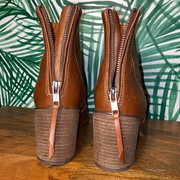 Madewell Ames Brown Leather Zip Ankle Boots Women’s 7