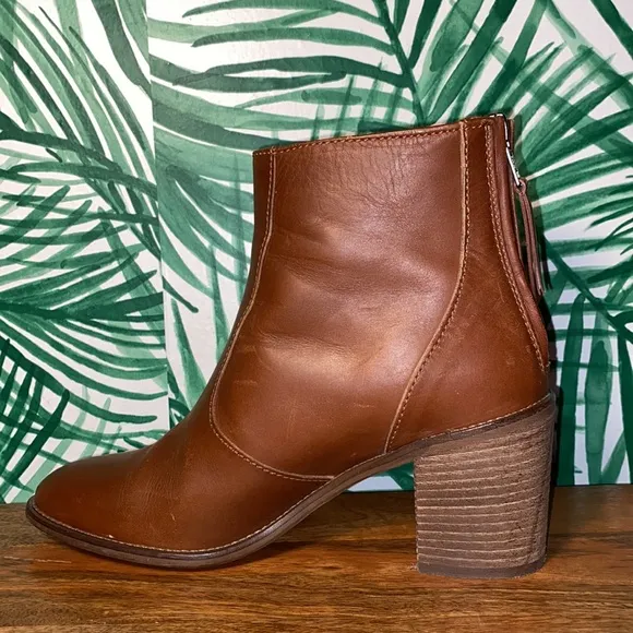 Madewell Ames Brown Leather Zip Ankle Boots Women’s 7