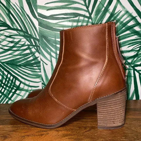 Madewell Ames Brown Leather Zip Ankle Boots Women’s 7