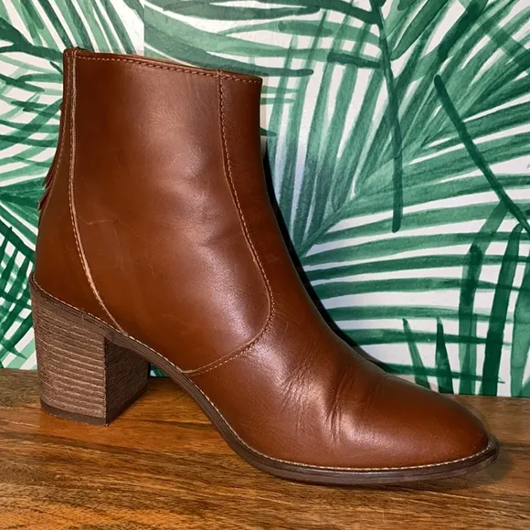 Madewell Ames Brown Leather Zip Ankle Boots Women’s 7