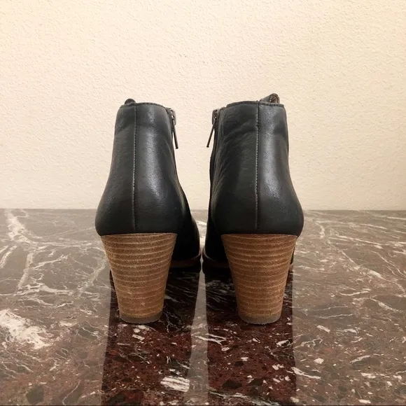 MADEWELL Billie Leather Stacked Heel Ankle Boots in Black