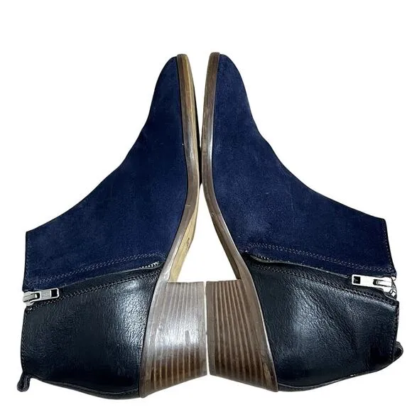 MADEWELL  BLUE AND BLACK CHARLEY ANKLE  LEATHER BOOTS SIZE 9