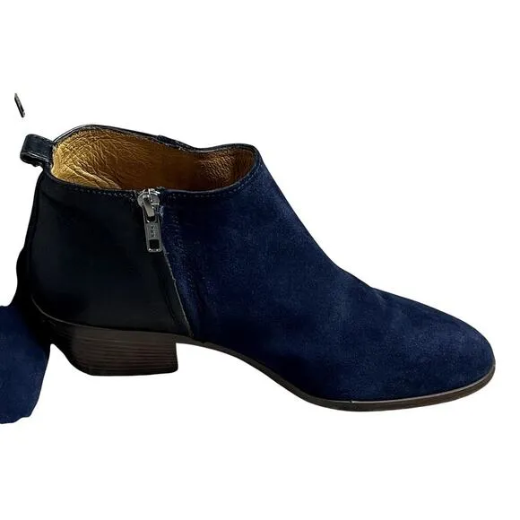 MADEWELL  BLUE AND BLACK CHARLEY ANKLE  LEATHER BOOTS SIZE 9