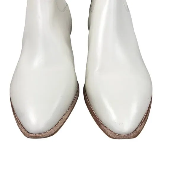 MADEWELL Charley Leather Boot Women Sz 9 Cream Cowgirl Cottage Romantic Western